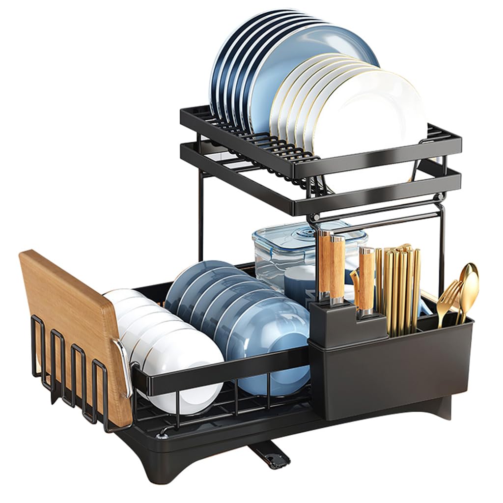 HASTHIP Dish Drying Rack for Kitchen Counter with Double Layer Design and Carbon Steel Structure