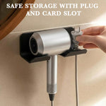 HASTHIP Self Adhesive Hair Dryer Holder Wall Mount with Plug & Cord Organizer (2 Pack)