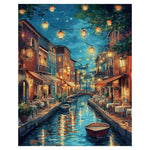 HASTHIP® DIY Venetian Paint by Numbers Kit, Pre-Outlined Canal Night Romantic Starry Sky Scene with Numbered Sections, DIY Oil Painting Craft Kit Art Craft, 40x50cm, Includes Pigments and Tools