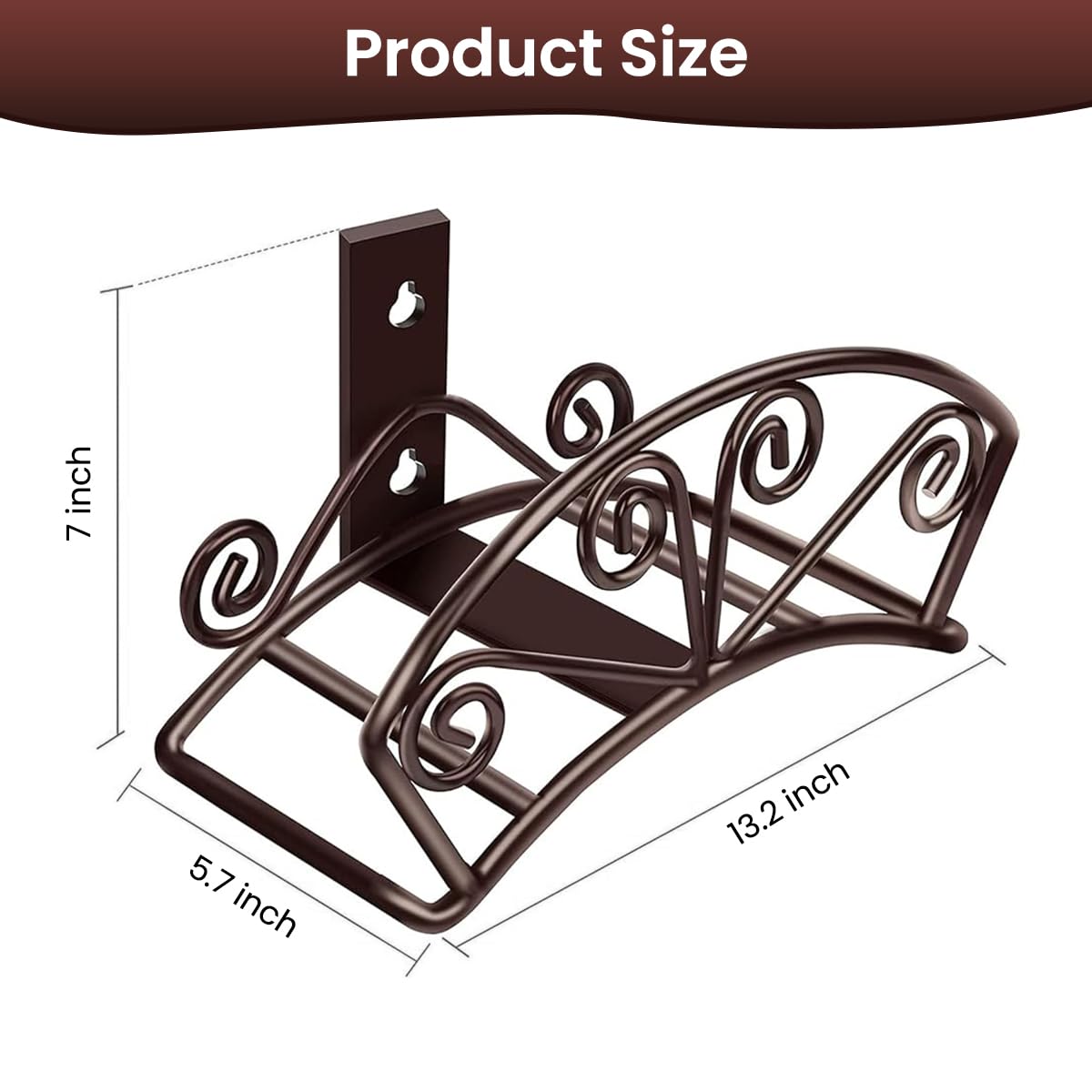 HASTHIP Garden Hose Hanger for Wall Mounting with Cast Iron Hook 33.5x14.5x17.8cm | Rustproof Outdoor Storage