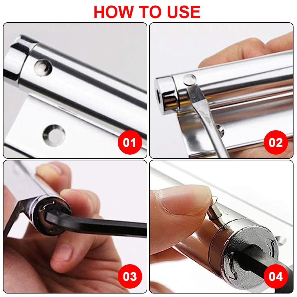 2 Pack Door Closer, Spring Loaded Automatic Door Closer, Stainless Steel Door Closer with Folding Spring Arm, Surface Mounted Door Closer with Accessories Tools for Home, Office, Hotel Door