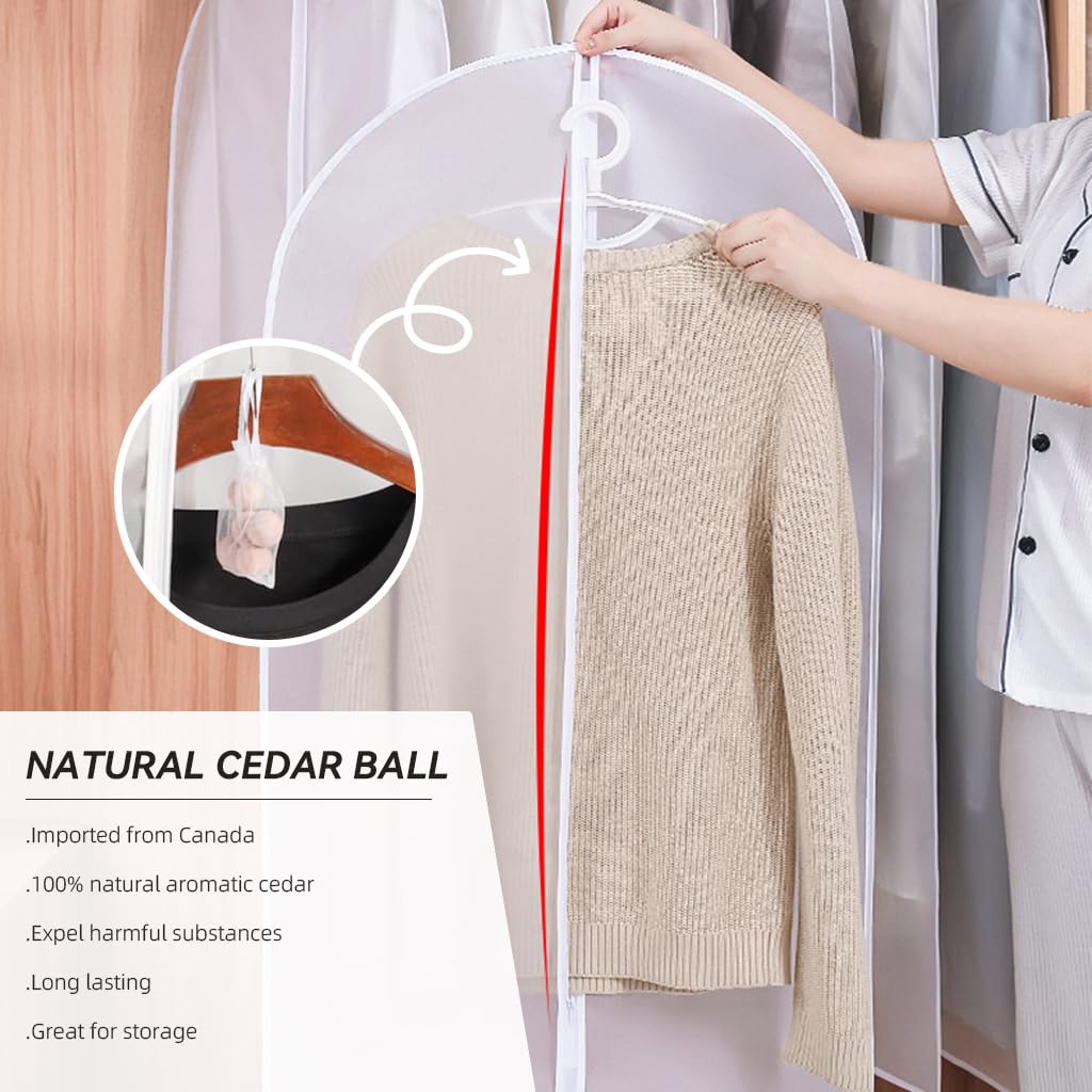 HASTHIP garment bags for clothes storage featuring full zipper clear plastic cover 55 in | 5 pack