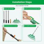 HASTHIP Leaf Rake for Backyard with 25 Curved Steel Teeth and 55 in Detachable Handle | Stainless Steel Lawn Tool