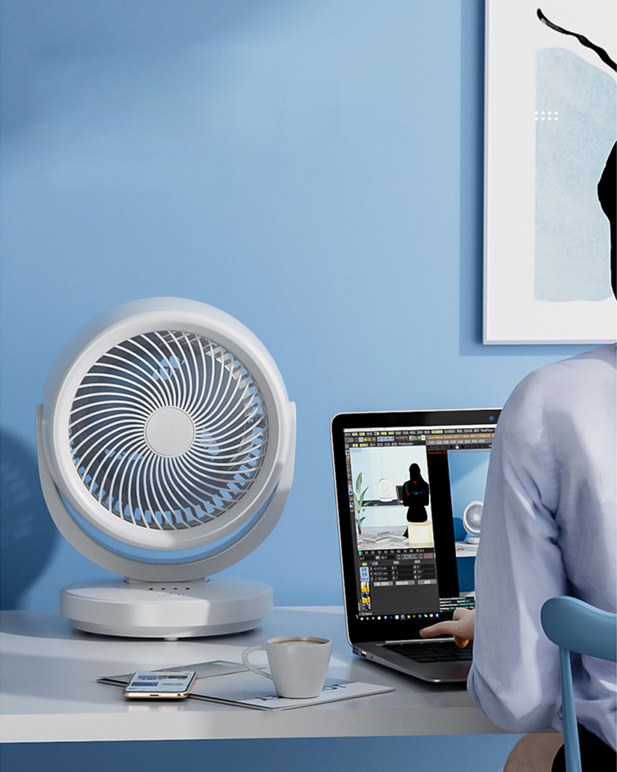 HASTHIP Portable Mini Fan for Desk and Travel with 2000mAh Battery & 90° Rotatable Head