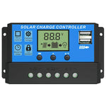 20A 12V/24V Solar Charge Controller Solar Panel Controller Intelligent Regulator with Dual USB Port 5V Light Timer Control LCD Display