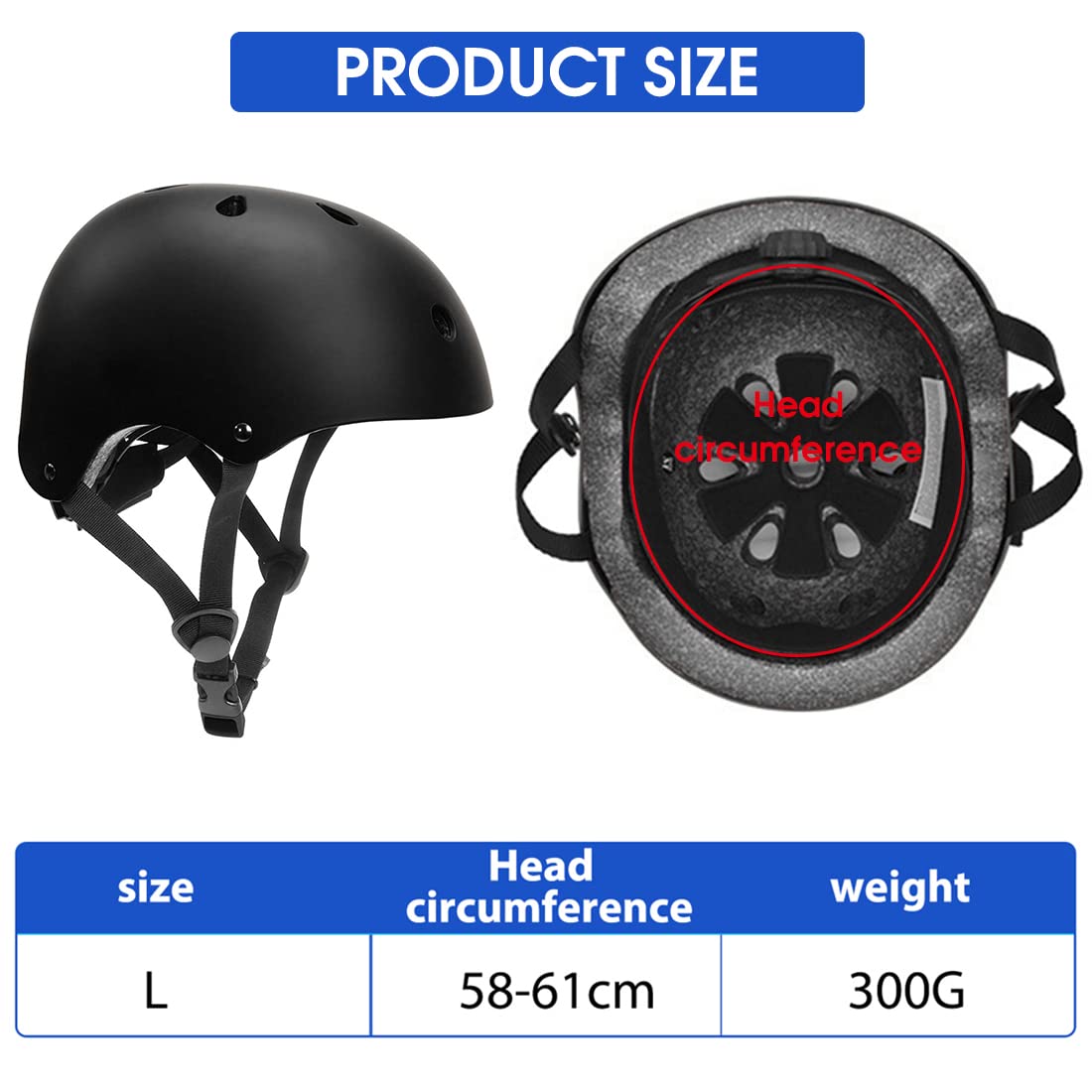 HASTHIP® Adjustable ABS Shell Safety Helmet Protective Suitable for Youth/Adult (Black)