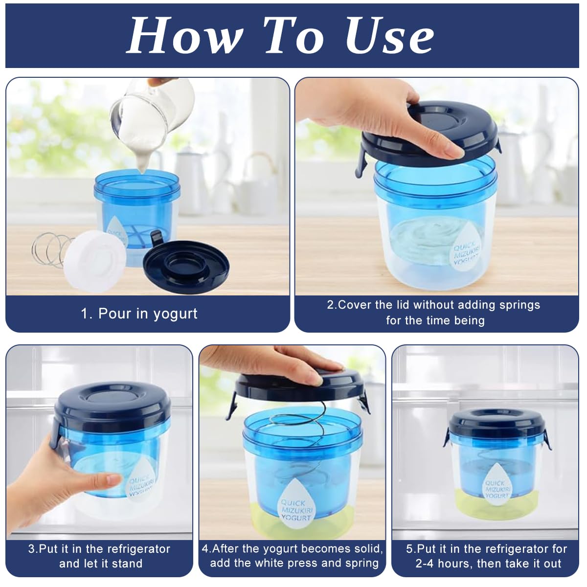 HASTHIP Greek Yogurt Strainer for Homemade Thick Yogurt 450g with Spring Loaded Press | BPA Free