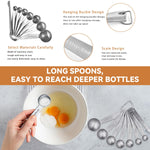 HASTHIP® 15-Piece Kitchen Measuring Cups & Spoons Set with 7 Cups, 7 Spoons, 1 Leveling Ruler & 2 Detachable Rings, Kitchen Gadgets for Cooking & Baking (Silver)