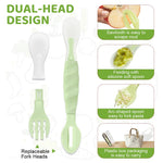 HASTHIP® BrandName 3-in-1 Silicone Baby Feeding Set, Food Feeder Spoon, Puree & Fruit Feeder, Soft BPA Free Food Grade Fork & Spoon with Case, Infant Tableware