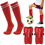 HASTHIP® Set de Espinilleras y Calcetines de Compresión Deportivos 3 en 1 para Niños 5-10 Años,Calcetas Largas Antideslizantes con Protección EVA,Transpirables y Elásticas para Fútbol