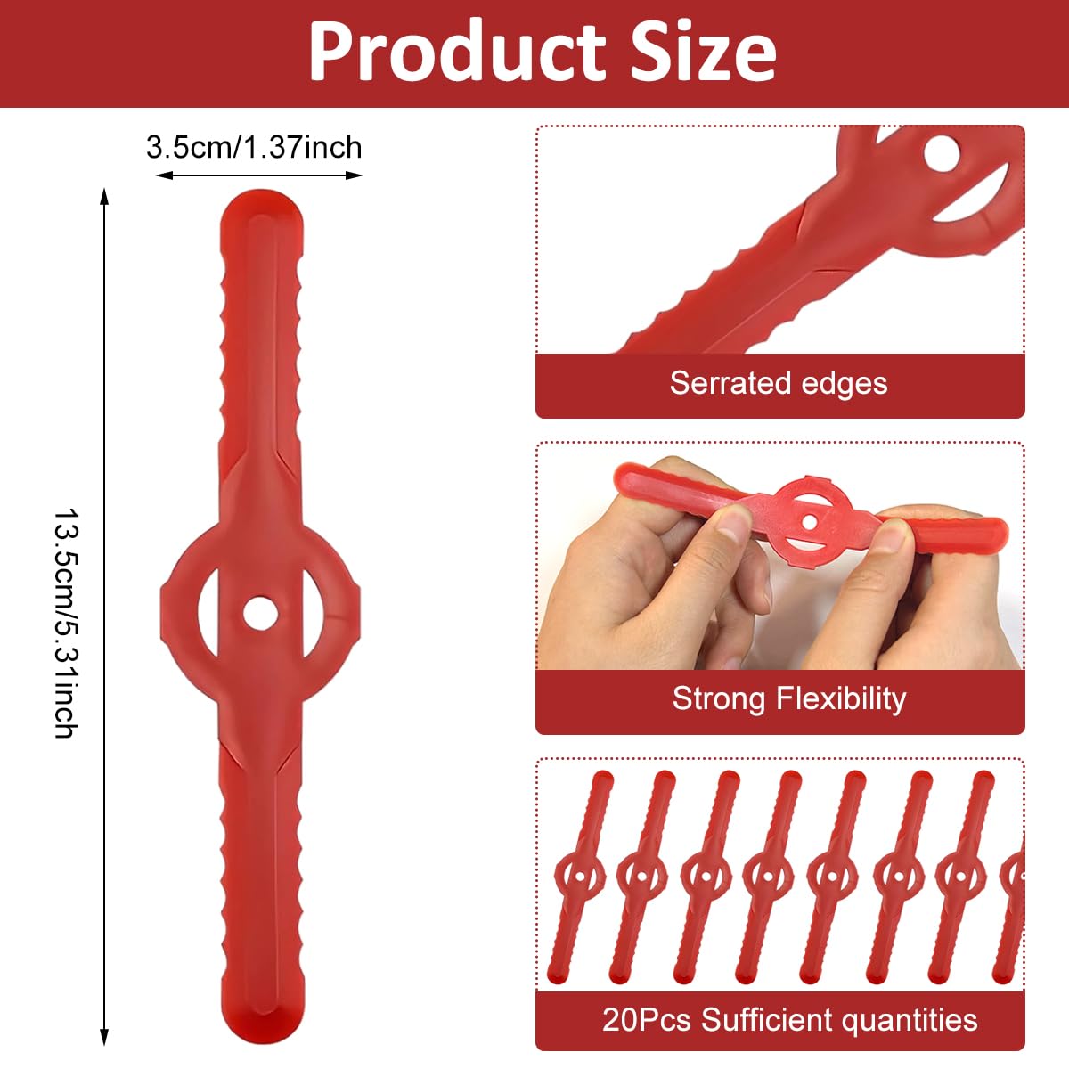 HASTHIP® 20Pcs Lawn Mower Blades Replacements 140x 14mm Plastic Mower Replacements Blades Serrated Mower Blades