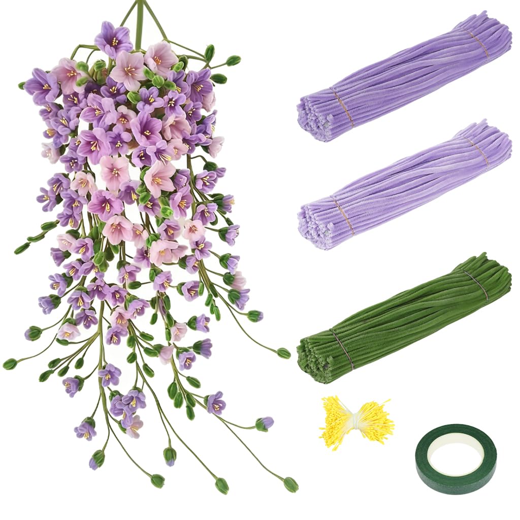 HASTHIP 250Pcs Pipe Cleaners Craft Kit with Artificial Stamens & Floral Tape