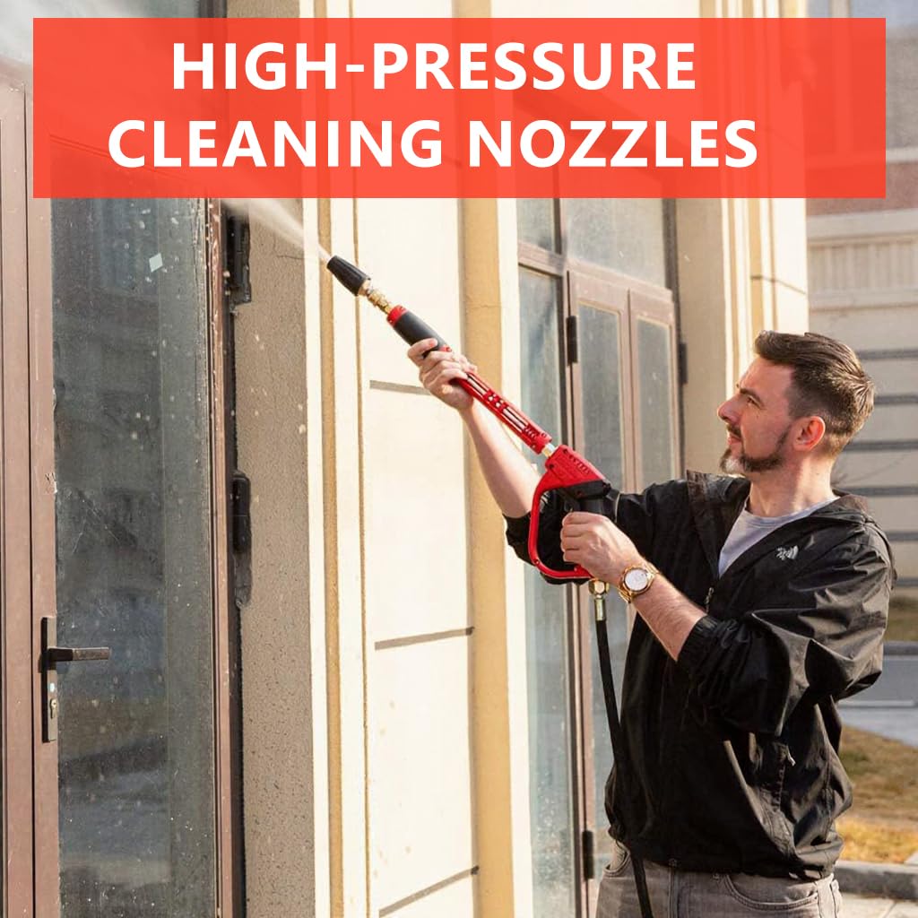 HASTHIP Pressure Washer Accessories Kit with 1/4 Inch Quick Connect & 8PCS Nozzles | Copper Construction for Versatile Cleaning