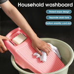 HASTHIP Washboard for Handwashing Small Clothes with Soap Holder and Slotted Design 44×21cm Pink