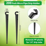 HASTHIP Micro Pipe Drip Holder Support Stakes 200 pcs 4.3 in for Garden and Lawn | UV Resistant Plastic Irrigation Tubing Support