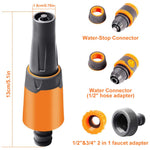 HASTHIP® Garden Hose Spray Nozzle Kit Pressurized Water Spray Nozzle with 3 Connectors Multi Purpose Spray Nozzle with 3 Spray Patterns Universal Sprayer Head for Car Washing, Gardening, Watering
