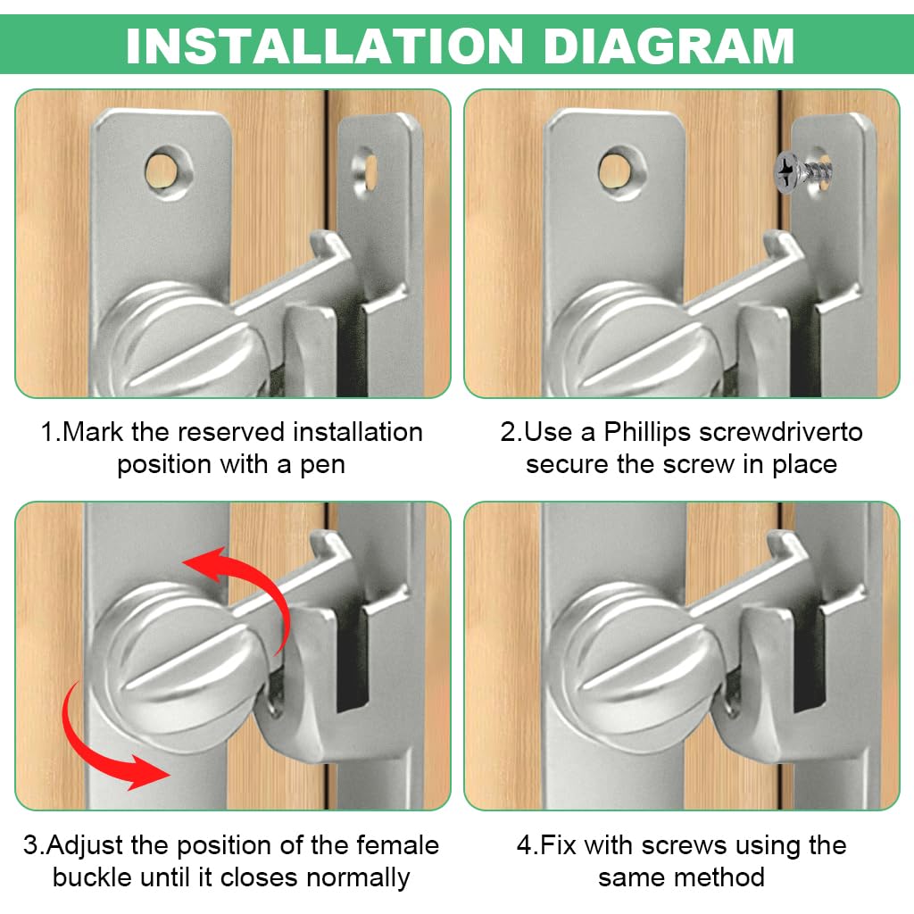 HASTHIP Door Latch for Gate Door and Cabinet featuring 90° 180° Design with Zinc Alloy Body | Silver