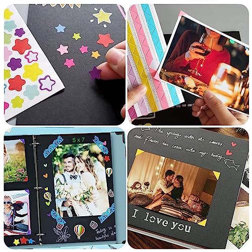 HASTHIP® DIY Scrapbook Photo Album Kit for Couple Special Our Adventure with Pens Washi Tapes Stickers 60 Pages Hardcover 8.5x11 Inches 3 PCS
