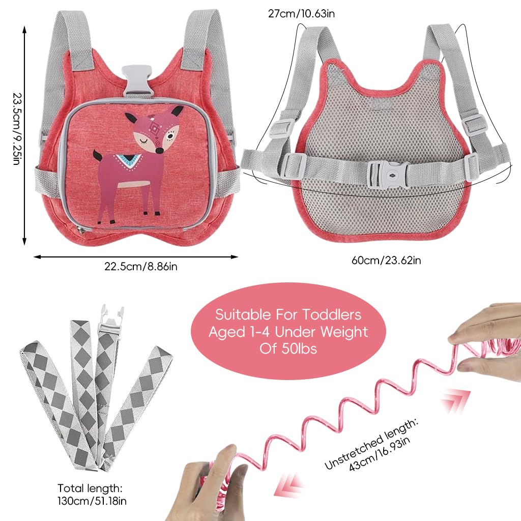 HASTHIP® Toddler Harness Leash+ Anti Lost Wrist Link, Cute Dinosaur Kids Harness with Leash, Foldable Child Leash Baby Walking Wristband Assistant Strap Belt for Parent Boys