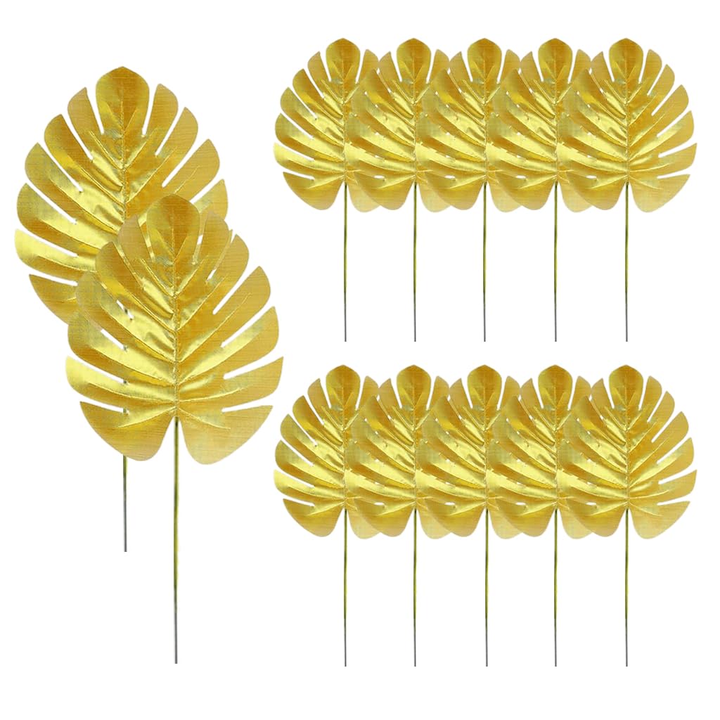HASTHIP Golden Monstera Leaves for Home and Wall Decor featuring 12pcs 11.8 in Stems | DIY Crafts