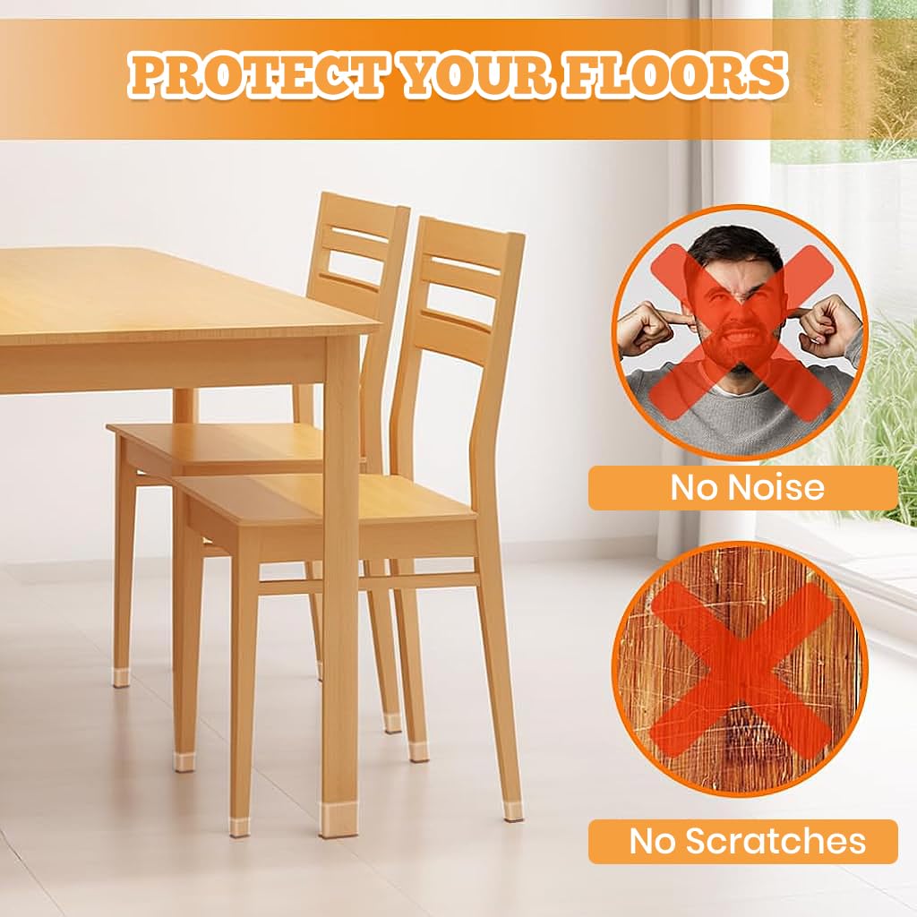 HASTHIP Chair Leg Floor Protectors for 1–1.5 in Legs with Felt Pads and Anti Slip Silicone | 16 Pcs Set