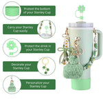 HASTHIP Stanley Cup Accessories Set of 8 for 40oz and 30oz with Crochet Hand Strap | Floral Charms and Silicone Boot