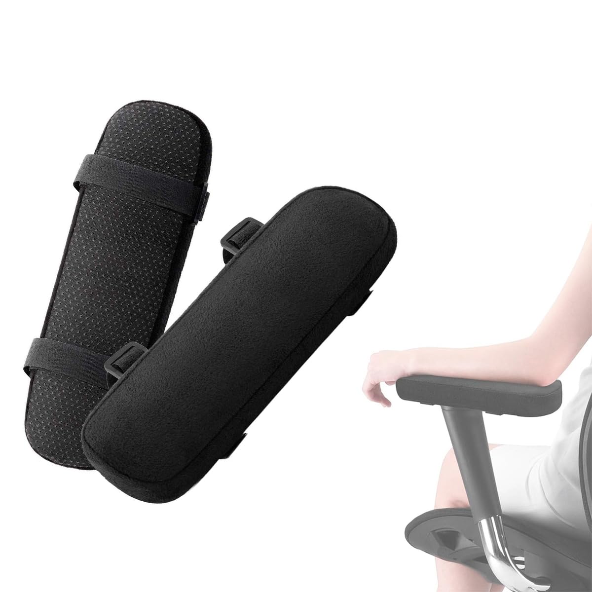 HASTHIP Chair Armrest Pad for Office and Gaming Chairs with 3.3cm Memory Foam | Quick Release Buckle and Anti Slip Design