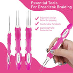 HASTHIP Dreadlock Crochet Hook Set for Braiding and Maintenance with 0.75mm Hooks | Rubberized Handle and Hair Locking Tools