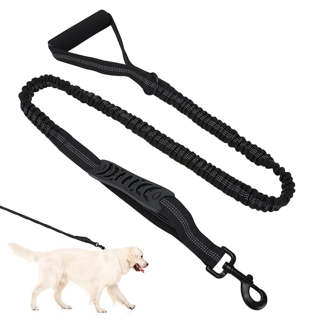 HASTHIP® 2-in-1 Bungee Dog Leash - 6ft Shock Absorbing Lead with Dual Handles & 360° Tangle-Free Swivel Reflective Safety Stitching for Medium/Large Breeds No-Pull Control & Comfort Grip