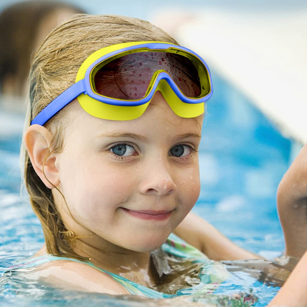 Proberos® Big Frame Swimming Goggles Leakproof Swimming Goggles for Children Kids Swim Goggles with Anti Fog and UV Protection for Boys Girls for Age 3-16(Blue)