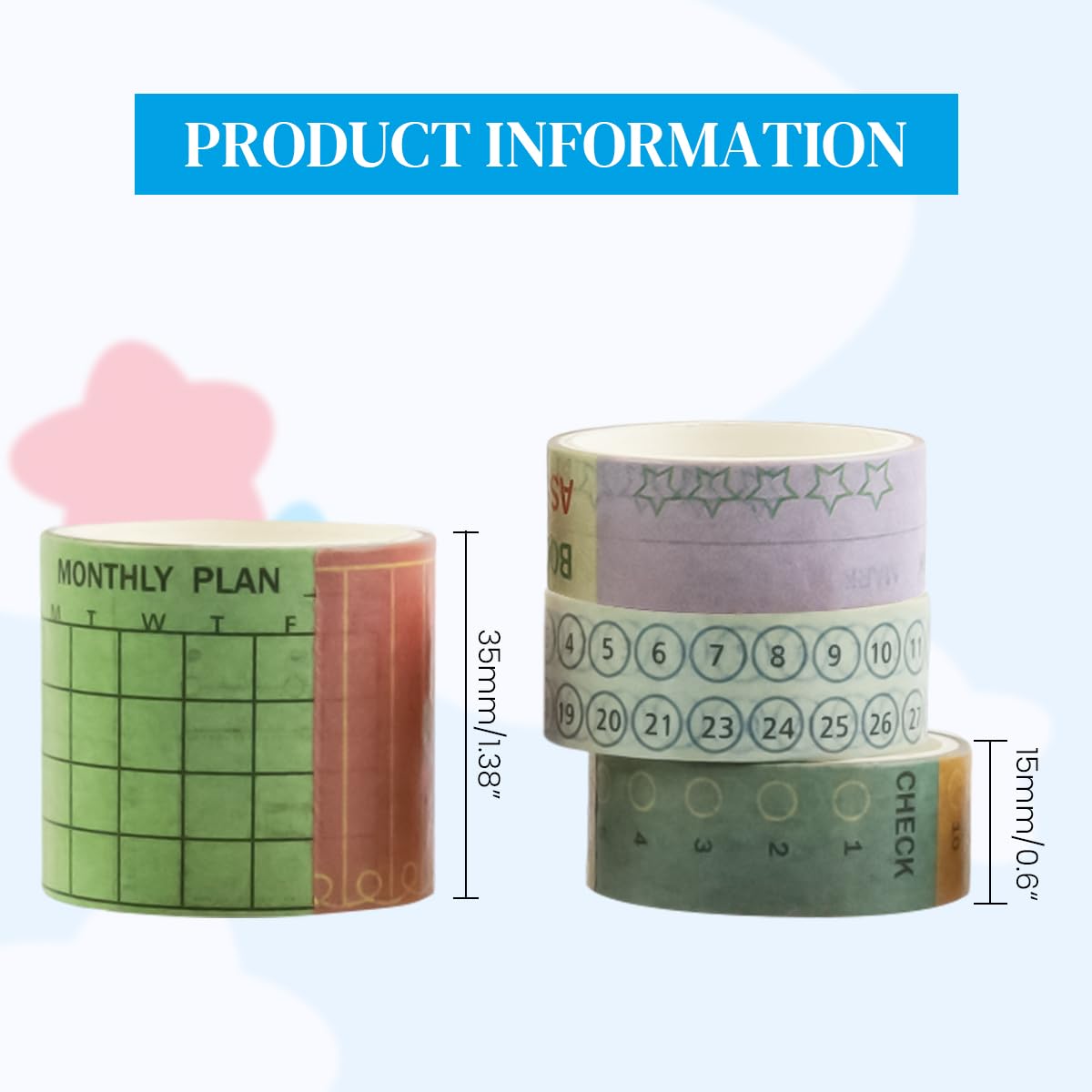 HASTHIP Washi Tape Set for Journaling and Scrapbooking featuring 4 Colorful Rolls | Planner Decoration