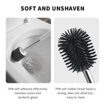 HASTHIP Silicone Toilet Brush Set for Bathroom with 17cm Long Handle and Ventilated Holder | Flexible Bristles Cleaner