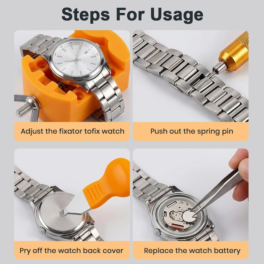 HASTHIP Watch Repair Kit with Watch Press, Case Back Opener & Link Remover