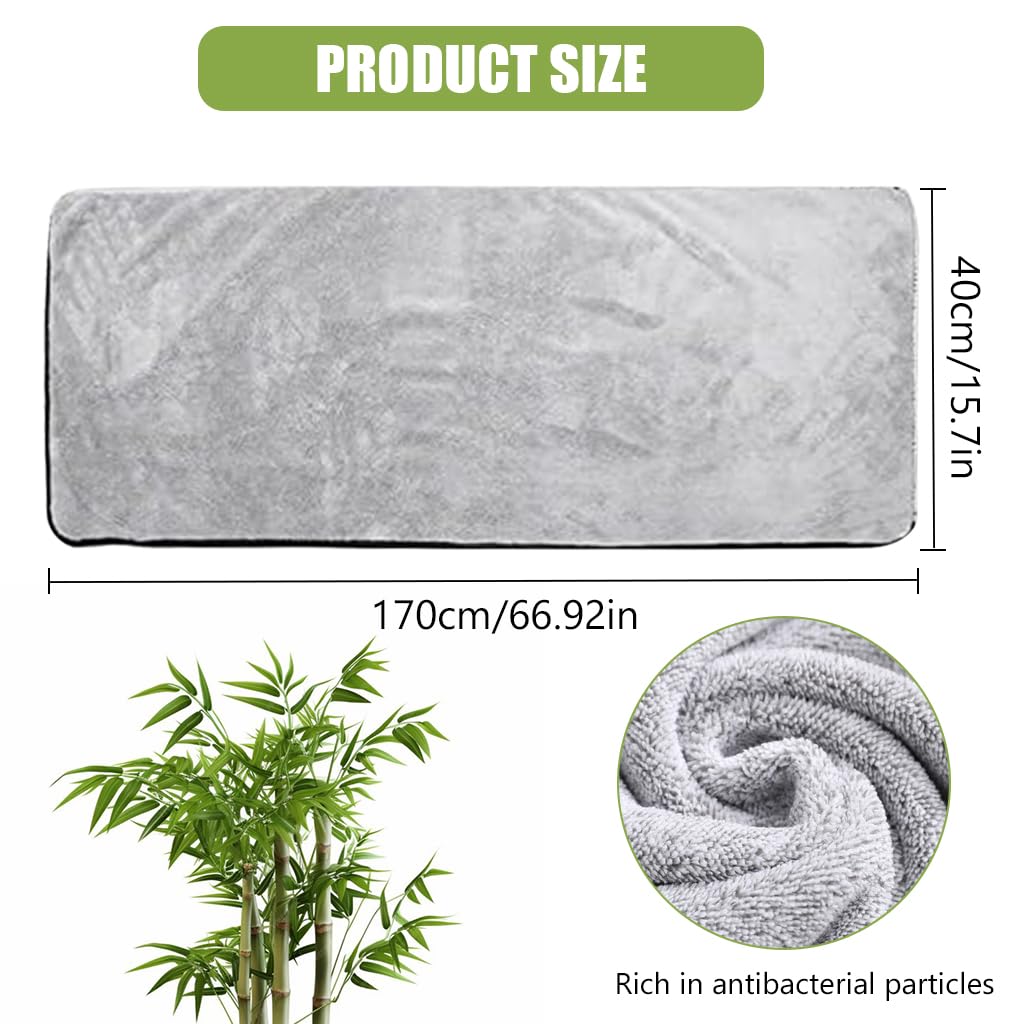 HASTHIP Bamboo Bath Towel for Home and Spa Use featuring Super Absorbent 55x27 in Soft Cotton Blend | Grey