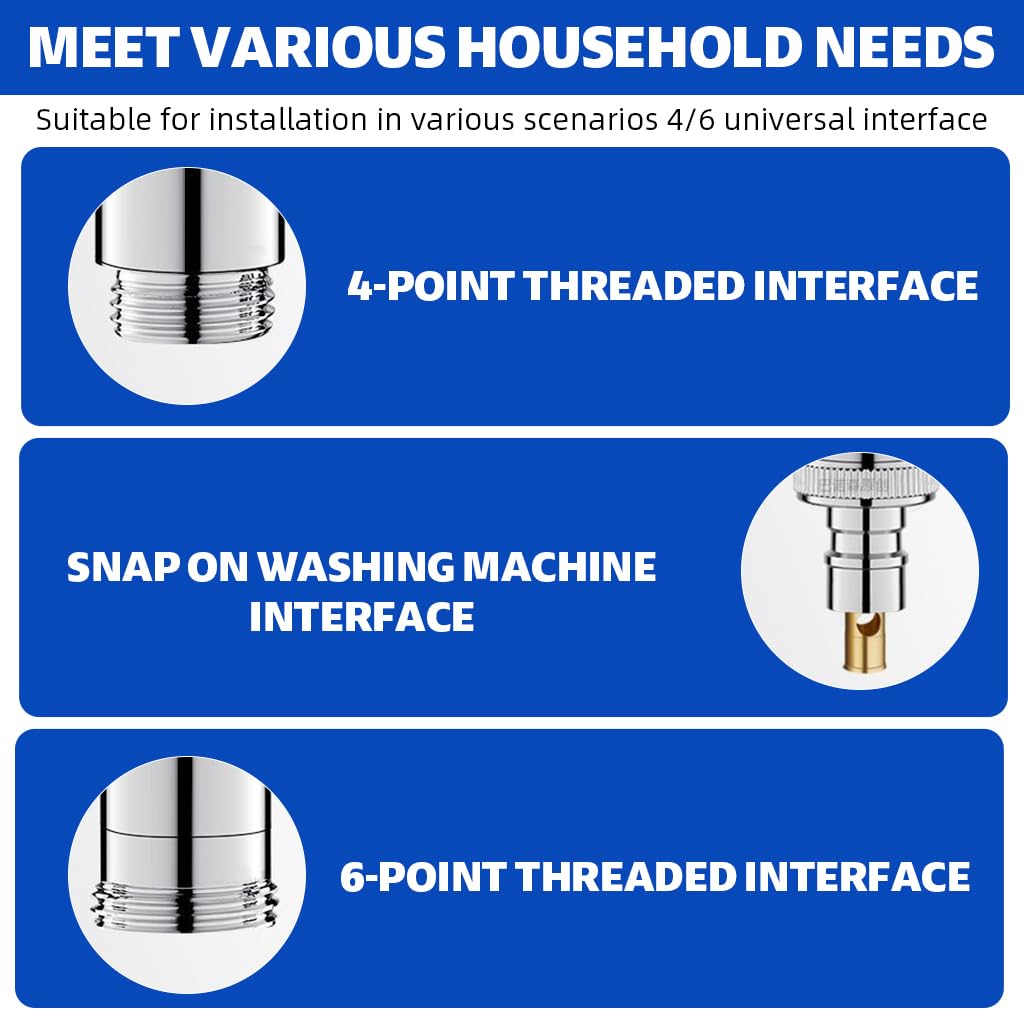 HASTHIP Faucet Tap for Shower and Washing Machine with 3‑Way 1/2 in Valve | Stainless Steel