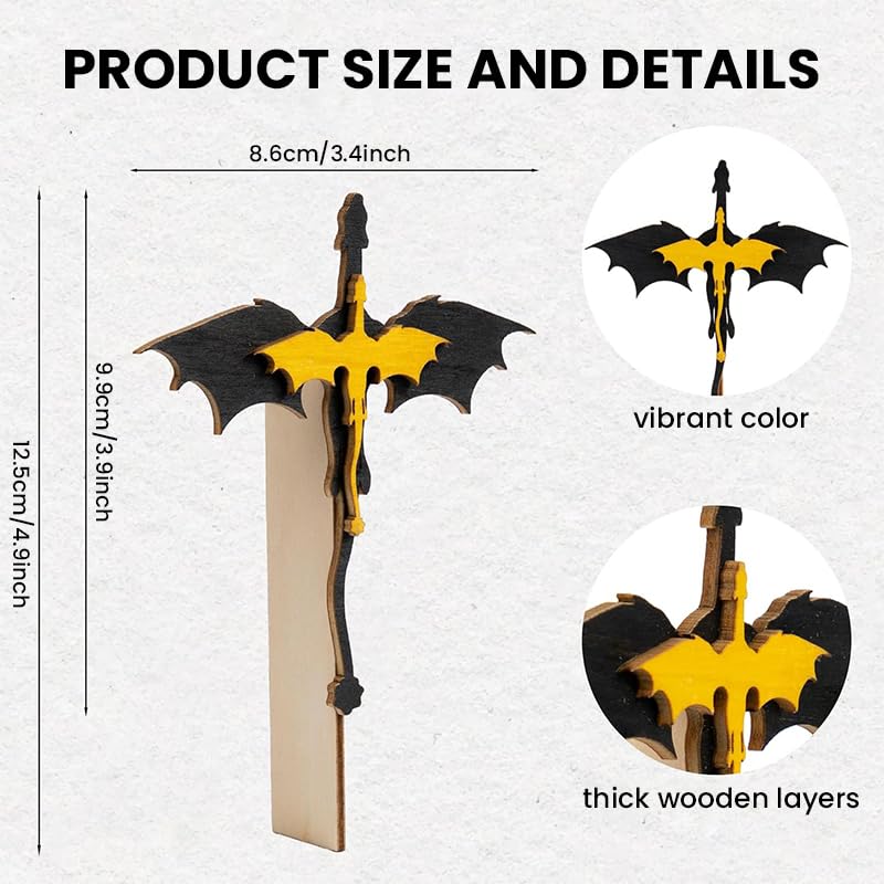 HASTHIP Book Divider for Sorting with 4.9 in 3D Wooden Dragon Design | Decorative Bookshelf Organizer