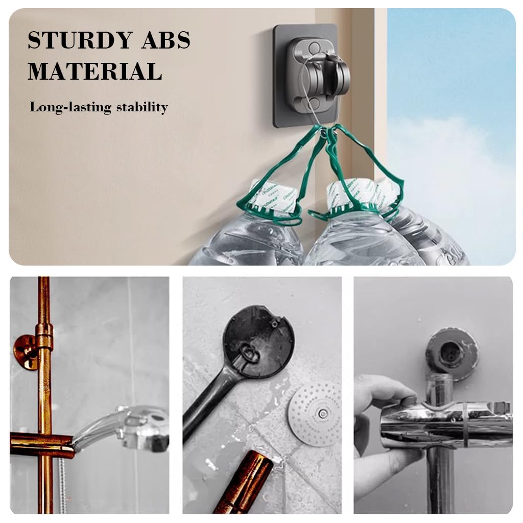 HASTHIP® 2Pcs Self-Adhesive Shower Head Bracket, Strong Adhesive No-Drill Wall Shower Wand Holder, ABS Wall Mount Shower Head Holder for Bathroom