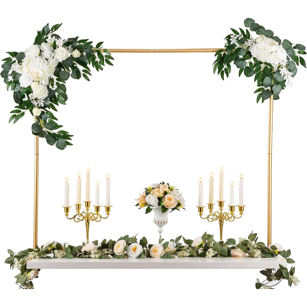 HASTHIP Balloon Arch Decoration Stand for Weddings and Parties with Adjustable 1.2–2.6 m Gold Metal Frame | Easy DIY Assembly Backdrop
