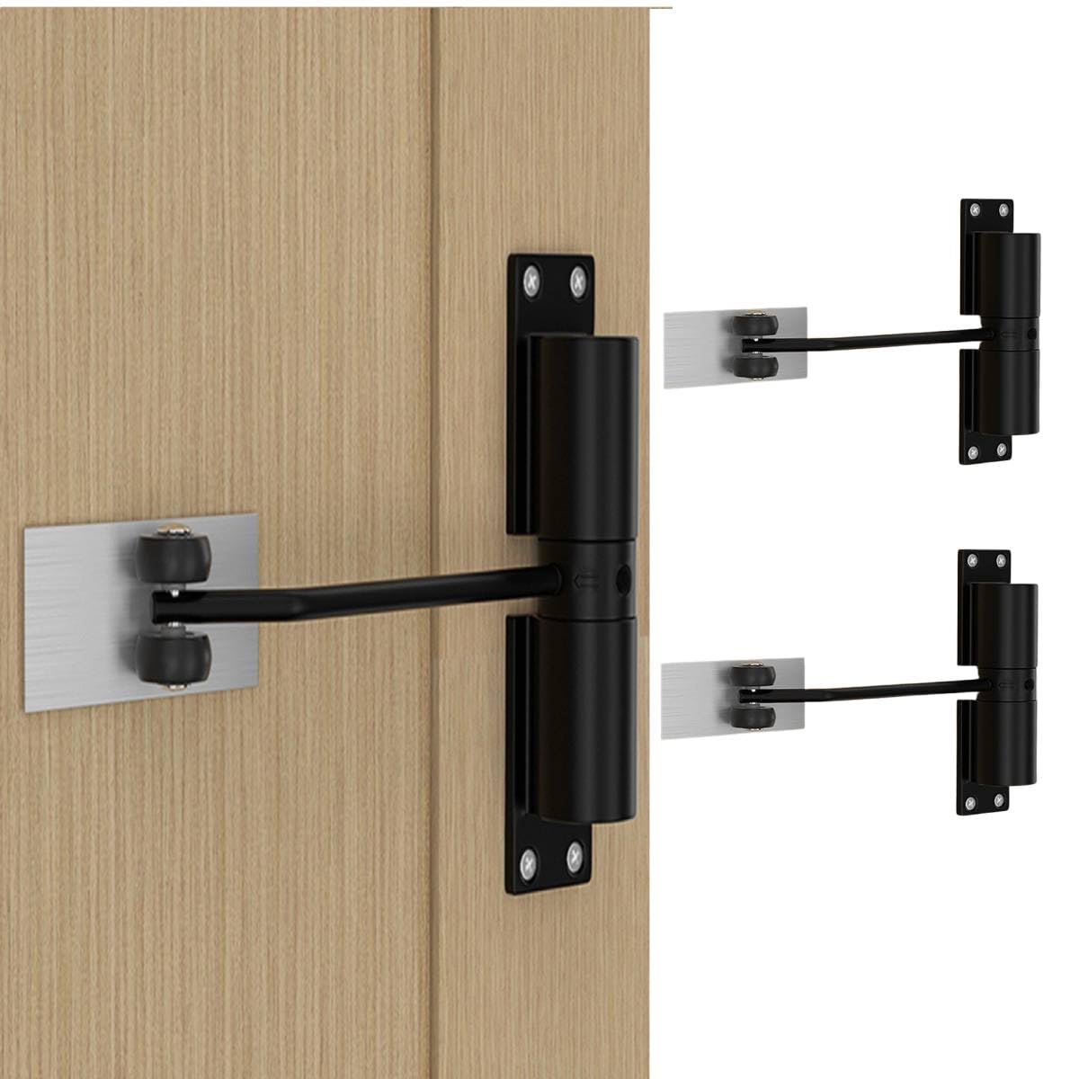 HASTHIP Door Closer for Home and Office with Adjustable Spring Mechanism 25 kg Load | Quiet Zinc Alloy Black