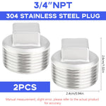 HASTHIP Pipe Fitting for Plumbing and Industrial Use featuring 3/4 in Square Head Plug | 304 Stainless Steel Seal
