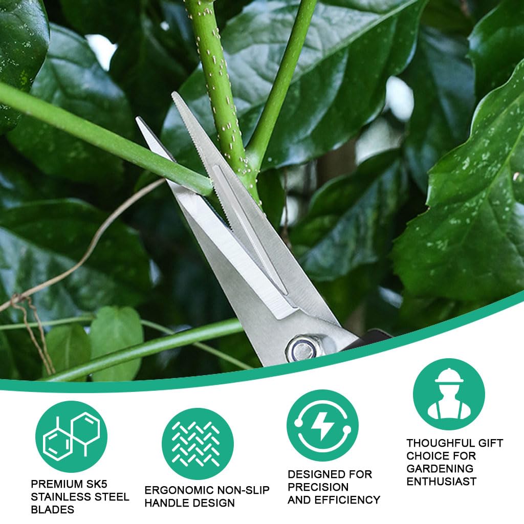 HASTHIP Gardening Cutter Tool Kit with 5 Pcs SK5 Steel Blades and Ergonomic Handles for Home Garden | Includes Pruning Shear and Saw