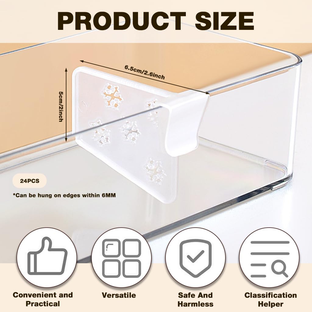 HASTHIP Refrigerator Divider Storage Organizers for Customizable Bins with 24pcs PP Inserts | Easy Slide-On Design for Neat Compartment Separation