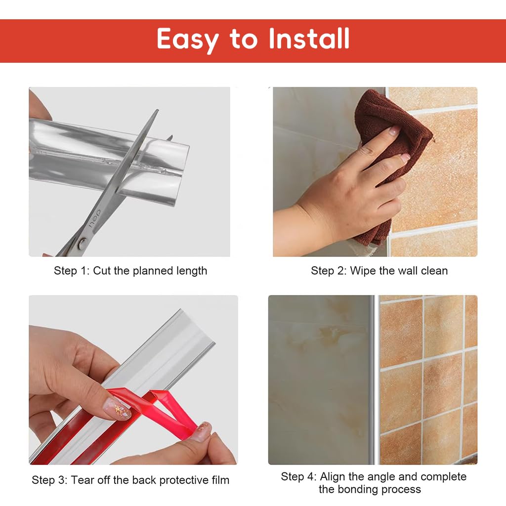 HASTHIP Wall Molding Trim for Corner Protection featuring Self Adhesive L Corner Design 9.84ft PVC Silver