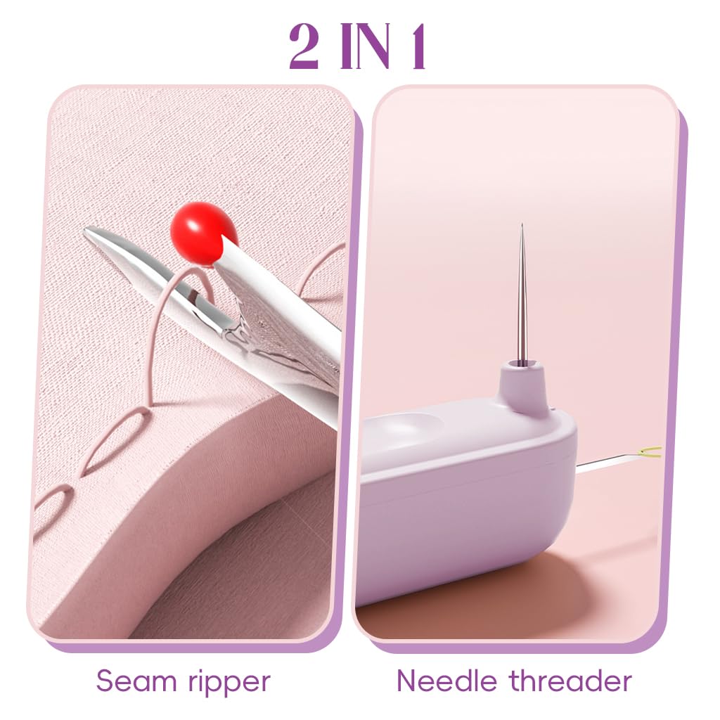 HASTHIP 2 in 1 Automatic Threader Seam Ripper for Hand Embroidery with Dual Head | 2 PCS Stainless Steel