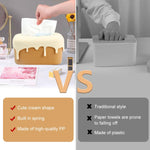 HASTHIP Kawaii Tissue Paper Box Cover for Home Office and Car featuring Spring Loaded Design | PP Body with Removable Soft Rubber Top 25x16x12cm