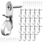 20Pcs Wall Hanging Hooks - String Lights Hanger Hooks, Stainless Steel Lights Clips, Outdoor Screw Hooks for Christmas Party Easy Release Wire and Fairy Led Lights (Silver)