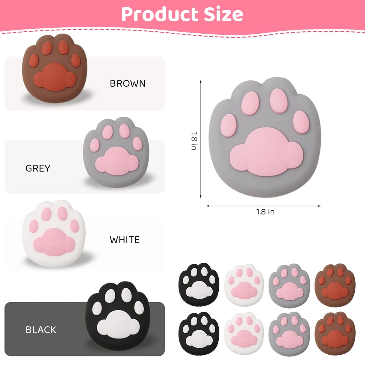 HASTHIP Rubber Door Stopper Set for Home with Self Adhesive Cat Palm Design | 8Pcs 4 Color Wall Protectors