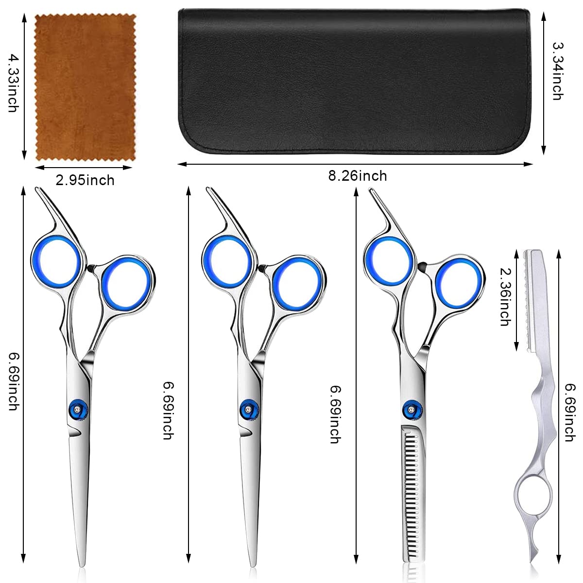 MAYCREATE® Scissors for Hair Cutting Kit Professional Hair Dressing Scissors Barber Salon with Storage Case, Hair Cutting Thinning Scissors Full Set for Men Women Adult Kids