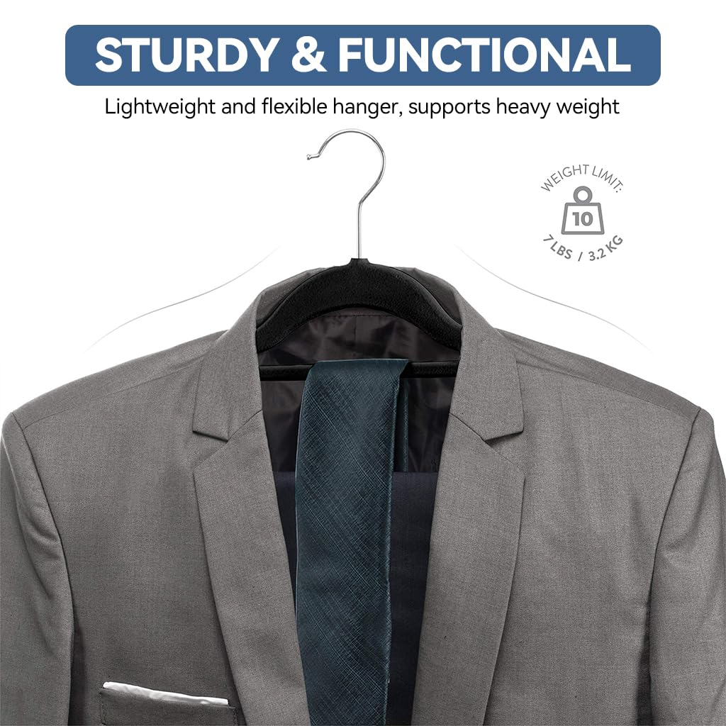 HASTHIP Velvet Hangers for Clothes with Non Slip Flocked Design 50Pcs | Space Saving Wardrobe Organizer