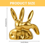 HASTHIP Desk Decor Ornament for Car and Home with 2.76 in Golden Resin Couple Bunny | Cute Gift